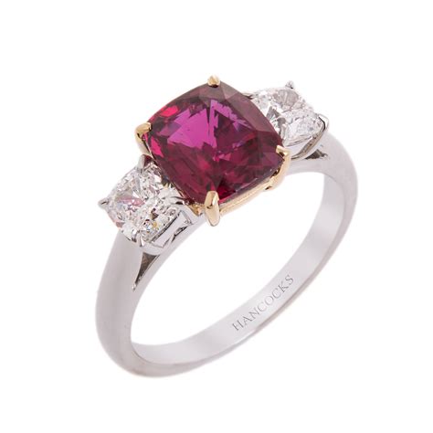 Cushion Cut Ruby and Diamond 3- Stone Ring - Hancocks Jewellers