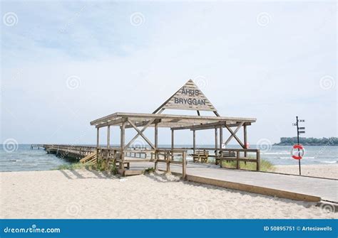 Ahus beach jetty editorial photo. Image of summer, flat - 50895751