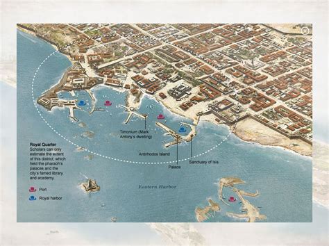 Port of Alexandria in late first century BC | Ancient alexandria ...