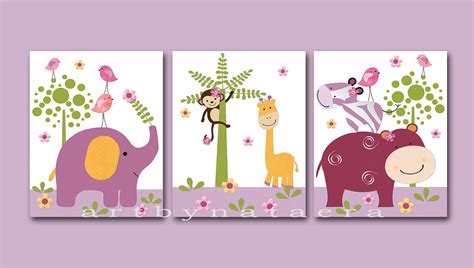 Kids Wall Art Baby Girl Room Decor Baby Girl Nursery Art set