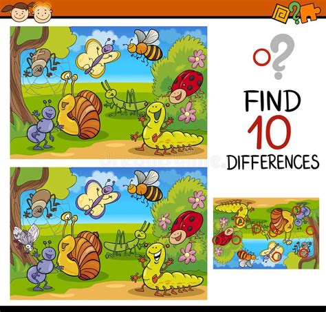 Finding differences game cartoon. Cartoon Illustration of Finding ...