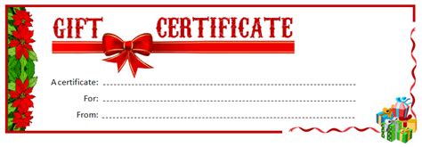 Printable Christmas Gift Certificate Template for MS Word