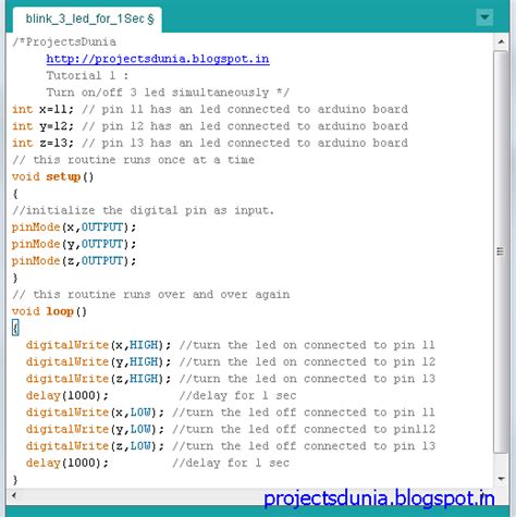 How To Blink a LED Using Arduino | PROJECTSDUNIA