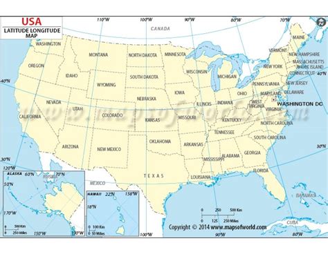 Map Of Usa States With Latitude And Longitude