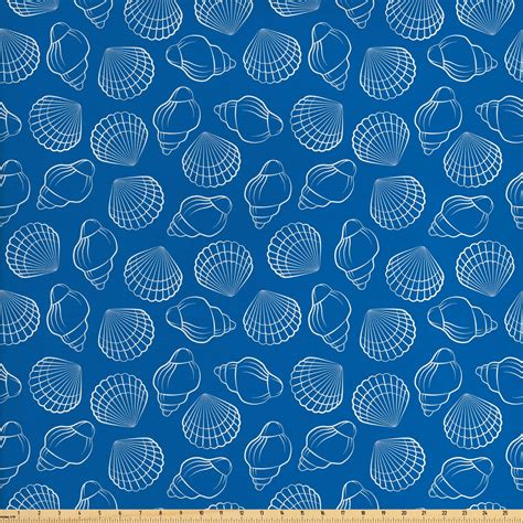 Shell Fabric by The Yard, Aquatic Summer Nautical Theme Outline ...