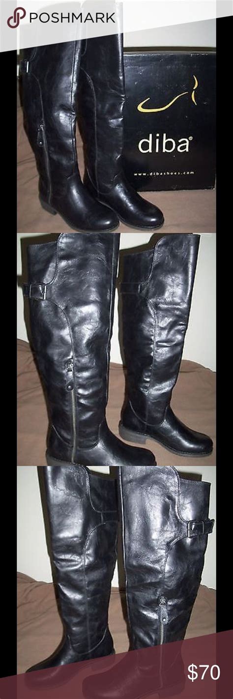 DIBA, Women's Black Leather Boots, Size 6.5M, New | Black leather boots ...