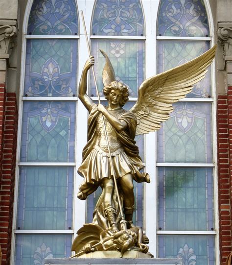 Large Famous Figure Saint Michael Church Sculpture Archangel Statue