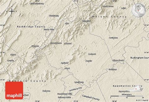 Shaded Relief Map of Amherst County