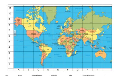 World Map with Coordinates | Teaching Resources