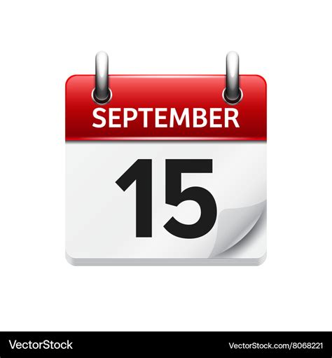 September 15 flat daily calendar icon Royalty Free Vector