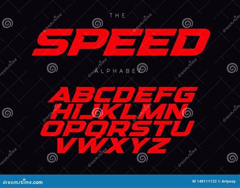 Speed Letters Set. Red Race Font. Italic Bold Racing Style Vector Latin ...