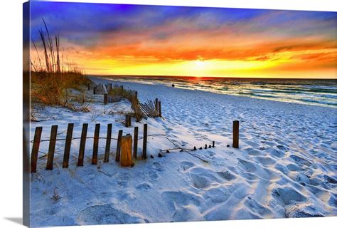 Red Sunset Beach Beautiful Beach Landscape Wall Art, Canvas Prints ...