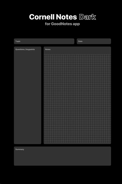 GoodNotes | Cornell Notes DARK templates (FREE) | Cornell notes ...