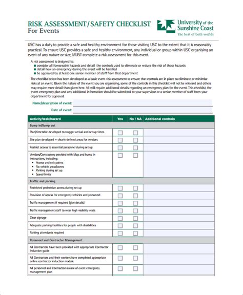 FREE 10+ Sample Risk Assessment Checklist Templates in Google Docs ...