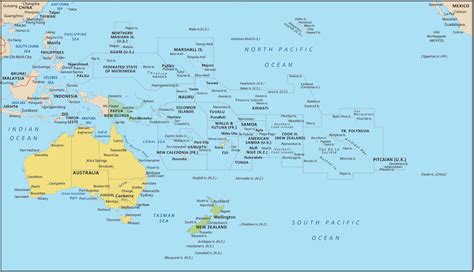 Map of Oceania - Countries and Cities - GIS Geography