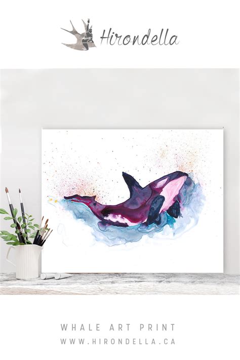 Orca Whale Art, Watercolor Whale Painting, Nautical Nursery Decor, Orca ...