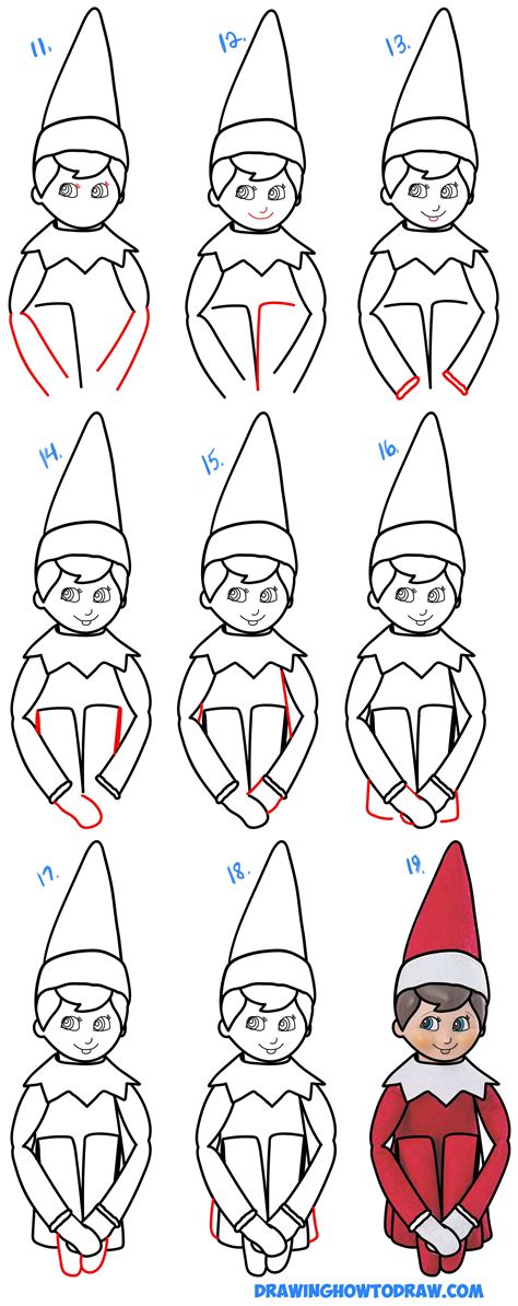 How to Draw The Elf On The Shelf Easy Step by Step Drawing Tutorial for ...