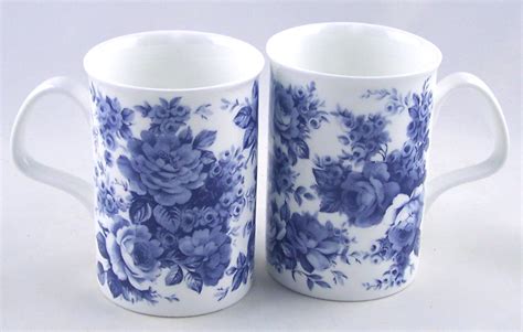 Dinnerware Set of Two Fine Bone China Mugs Roy Kirkham England Blue ...