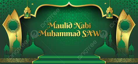 Maulid Nabi Islamic Vector Background, Islamic Background, Green ...