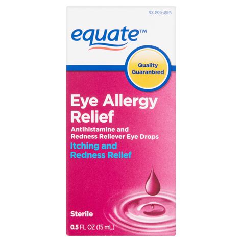 Equate Eye Allergy Relief Antihistamine and Redness Reliever Eye Drops ...