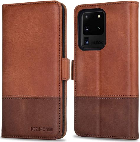 KEZiHOME Galaxy S20 Ultra Case, Genuine Leather [RFID Blocking] Samsung ...