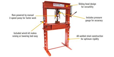 Arcan 50-Ton Hydraulic Shop Press with Gauge and Winch — Model# CP500 ...