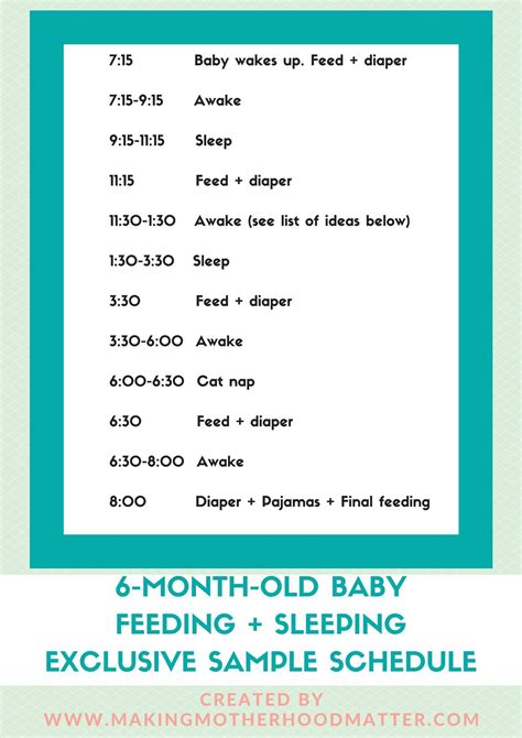 Feeding Schedule For 6 Month Old | Examples and Forms