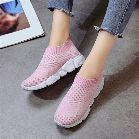 Women Outdoor Mesh Shoes Casual Slip On Comfortable Soles Running ...