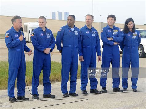 US space shuttle Discovery crew speaks to the media at Kennedy Space ...