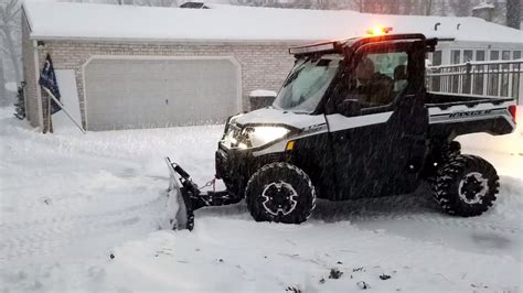 Plowing Snow with a Polaris Ranger XP 1000 - YouTube