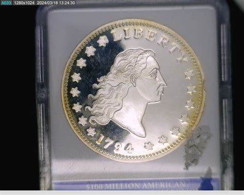 1794 flowing hair Silver dollar American mint replica marked copy on ...