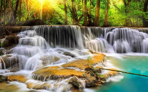 HD wallpaper: Thailand, forest, trees, waterfalls, stream | Wallpaper Flare