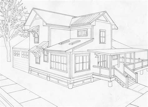 2-point perspective house by moriarty1776 | Perspective drawing, One ...