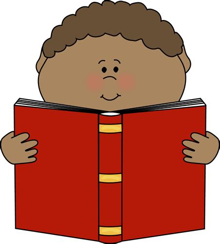 Little Boy Reading a Book Clip Art - Little Boy Reading a Book Image