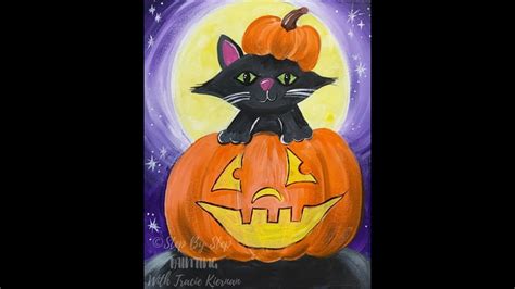 Pumpkin Halloween Kitty Step By Step Acrylic Painting Tutorial - YouTube