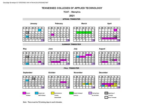 Academic Calendar | TCAT Memphis