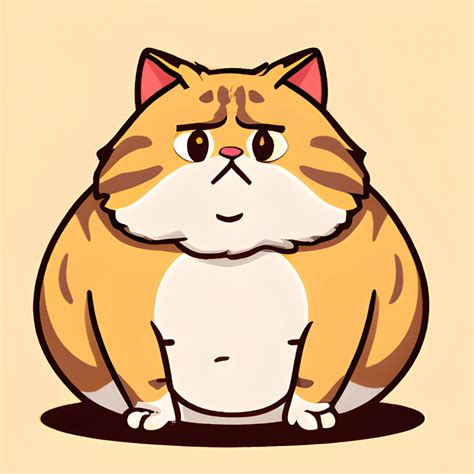 Realistic Kawaii Fat Cat Cartoon Illustration · Creative Fabrica