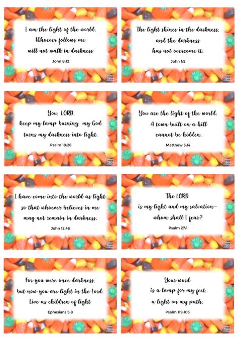 Free Printable Bible Verses for Halloween Candy - Master's Hand Collection