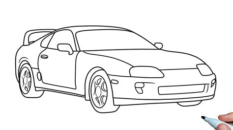 How to draw a Toyota Supra A80 step by step - YouTube