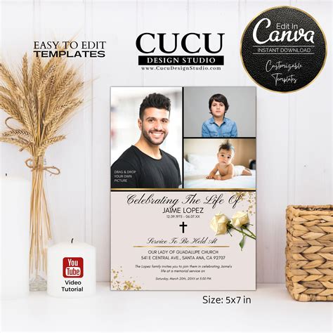 Funeral Announcement Card Template – Cucu Design Studio