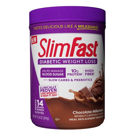 SlimFast Diabetic Meal Replacement Shake Mix, Chocolate Milkshake, 12.8 ...