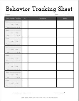 Behavior Tracking Sheet by Teacher Turned Tutor | TPT