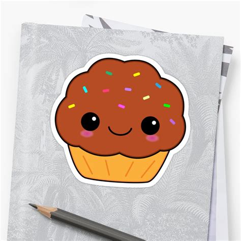 "Cute Kawaii Chocolate Cupcake" Stickers by TigerLynx | Redbubble