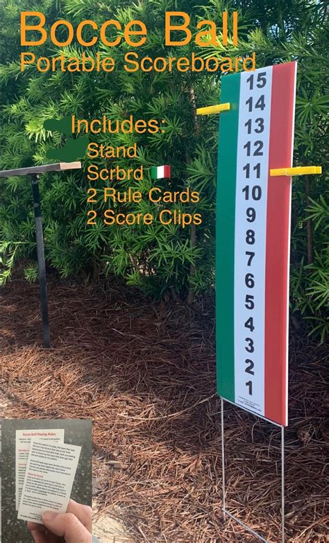 Bocce Ball Scoreboard W/stand, 2 Scoring Clips, and 2 Pocket-size Cards ...