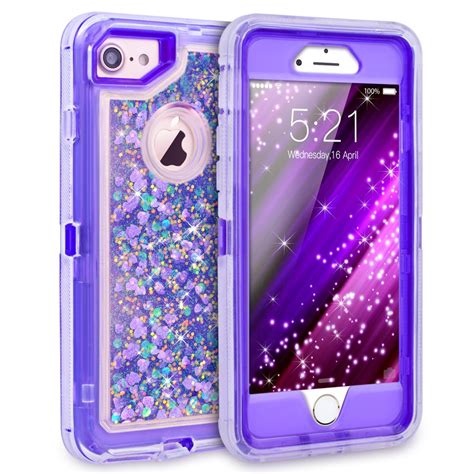 Apple IPhone 8 / IPhone 7-Tough Defender Sparkling Liquid Glitter Heart ...