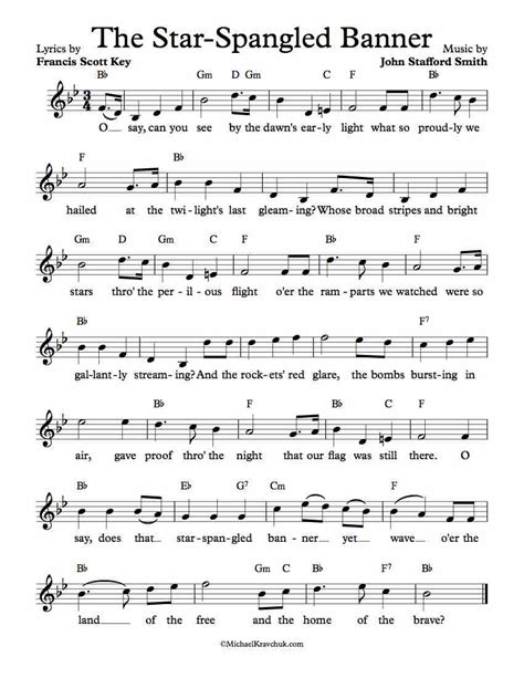 Free Lead Sheet – The Star-Spangled Banner – Michael Kravchuk