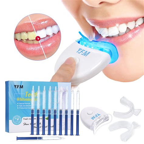 Y.F.M Teeth Whitening Kit W/ LED Light 2 Mouth Tray 10 Whitening Gel ...