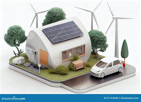 Smart Home with Solar Panels and Wind Turbines. Generative AI ...