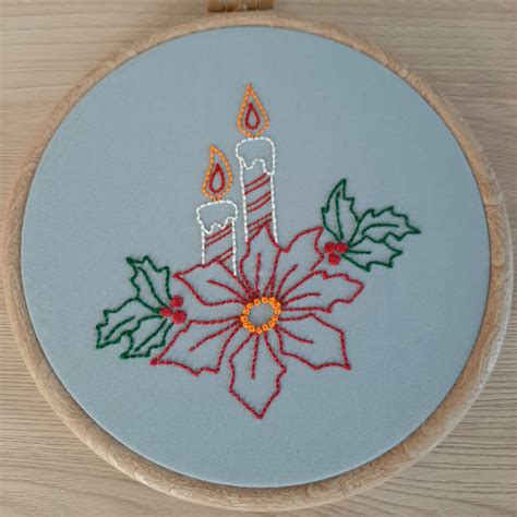 Christmas designs hand embroidery DIY Poinsettia PDF | Etsy