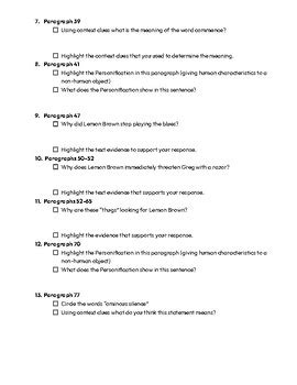 "The Treasure of Lemon Brown" First Read Annotations *STUDYSYNC*